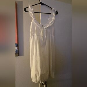 Women's Ruffle-Trim Sleeveless DRESS OR TOP - White